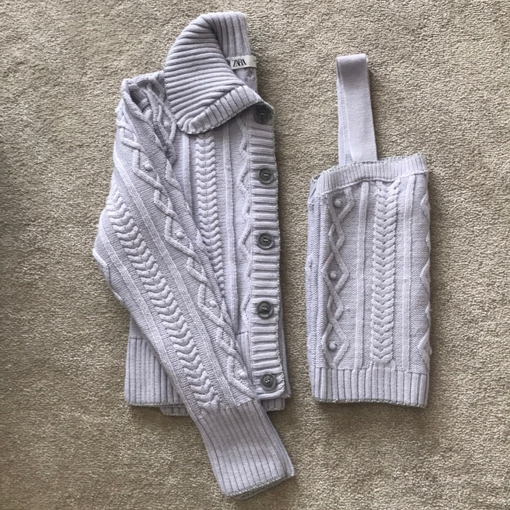 NWOT Zara Cable Knit Cardigan Sweater 2-Piece Set
